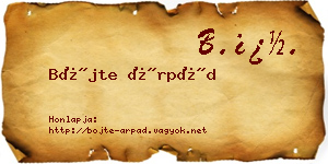 Böjte Árpád névjegykártya