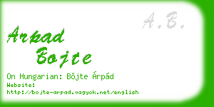 arpad bojte business card